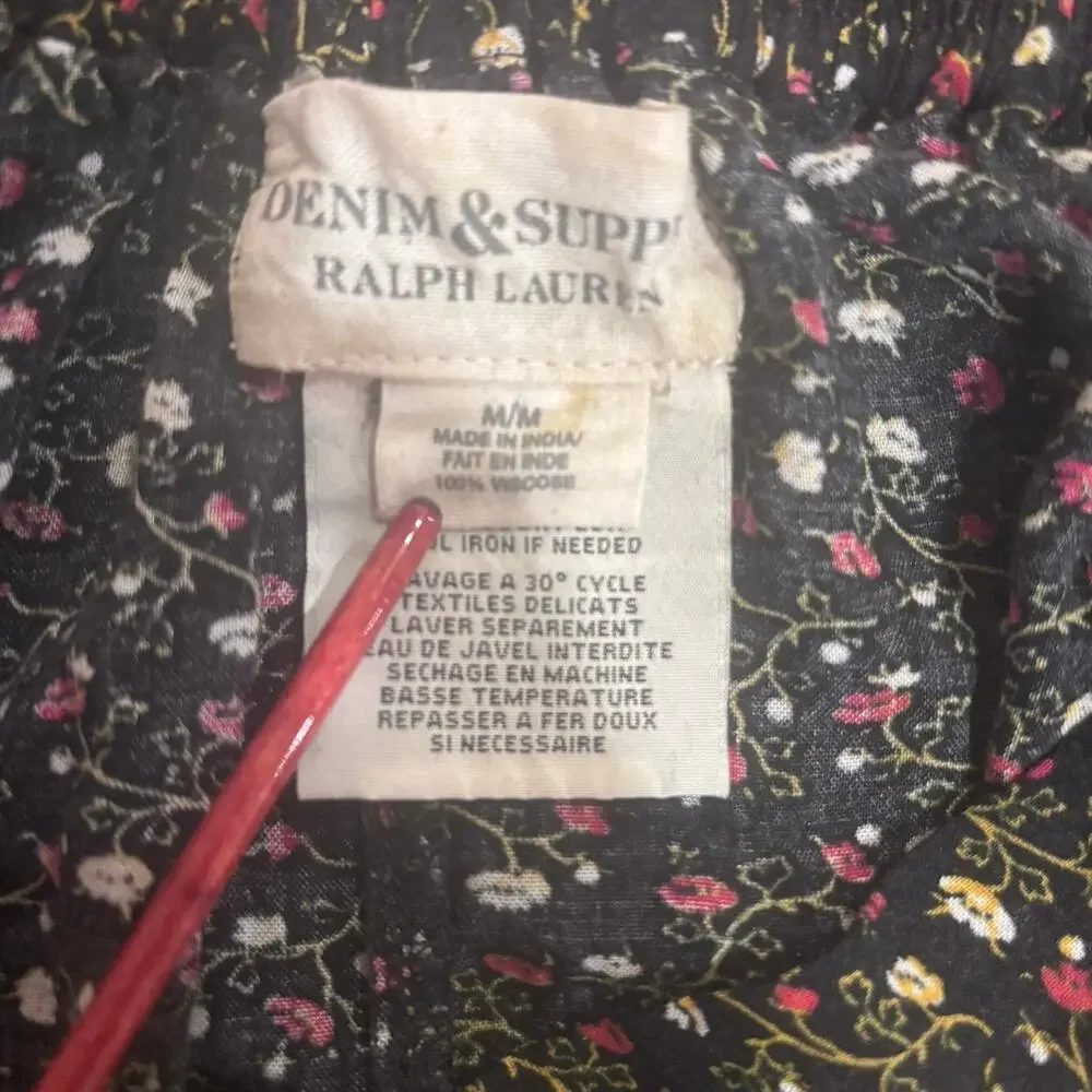Denim & Supply Ralph Lauren Black Ditsy Floral Print Cottagecore Mini Skirt Sz M - Picture 5 of 7